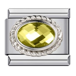 August Peridot Birthday Birth Stone Month Charm Silver Italian 9mm Link Stainless Steel Bracelet Charm Compatible With Nomination 9mm Bracelet