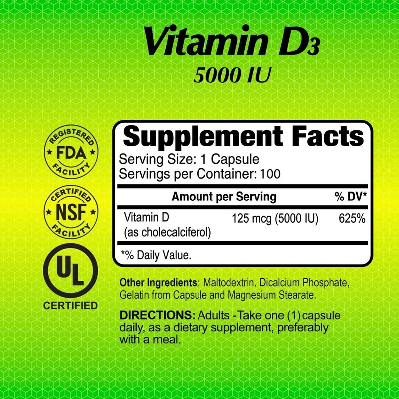 ALFA VITAMINS Vitamin D3 2000 IU Supplement, Supports Immune Health,