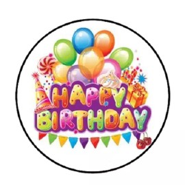 Unbranded 48 Happy Birthday Balloons #5!!!  ENVELOPE SEALS LABELS STICKERS 1.2" ROUND