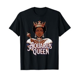 Aquarius AF Vibes Queen Energy Zodiac Regal Afro Crown T-Shirt