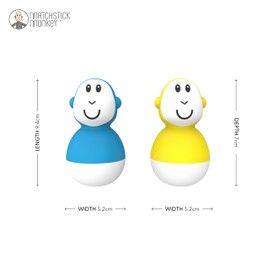 Matchstick Monkey Badezeit Baby Antimicrobial Baby Bath Toy Bath Wiggle Figures / Sensory Learning / Easy to Grip / Set of 2 / from 12 Months Blue & Yellow