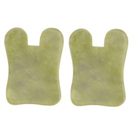 SAFIGLE 2Pcs Jade Gua Board Face Massage Tool Natural Scraping Plate for Relaxation and Smooth Green Jade Design for Skincare and Massage Therapy