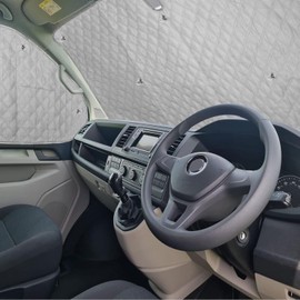 NIGOOLATA Thermomatten VW T5 T6, Sonnenschutz Auto frontscheibe, Interne Sonnenblende Frontscheibenabdeckung, Premium Aluminium UV-Schutz Thermo Jalousien Set Verdunkelung