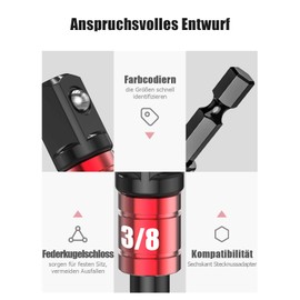Angle Drill Attachment, Mellbree Cordless Screwdriver Angle Attachment 105° Attachment Adapter, 1/4 Inch 3/8 Inch 1/2 Inch Hex Socket Adapter Wrench Nut Set for Hand Screwdrivers, Electric