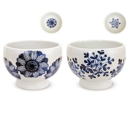J-kitchens Pair of Shozan Kiln Soup Bowls, Drinking and Eating, Free Round Bowl, 11.8 fl oz (350 cc), Hasami Ware, Made in Japan, Monotone, Gerbera, Yukihana