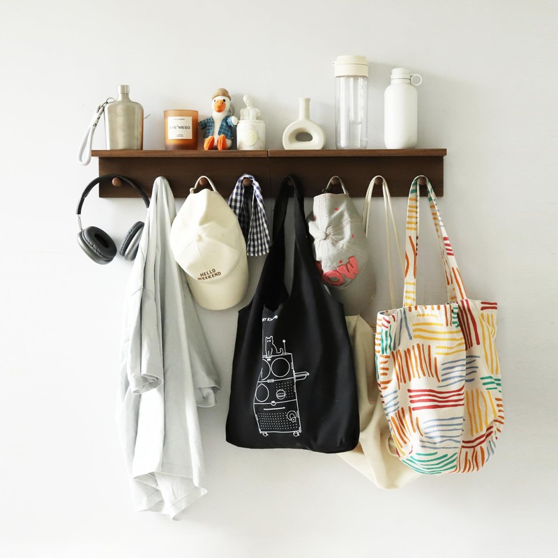 XAOHOME Entryway Coat Rack Hooks with Shelf, Sturdy Wooden Floating