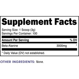 Bucked Up Beta Alanine 300mg Powder, Non-GMO, Gluten-Free, Unflavored (100 Servings)