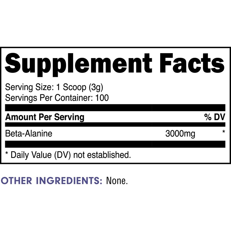 Bucked Up Beta Alanine 300mg Powder, Non-GMO, Gluten-Free, Unflavored (100