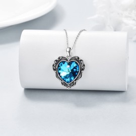 Love Heart Pendant Necklace for Women 925 Sterling Silver Crystal Love Jewelry for Her