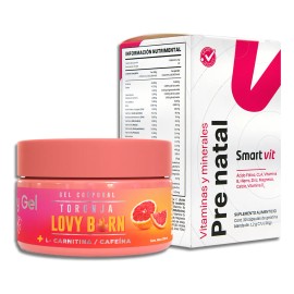 Lovy Care Smart Vit Dúo Prenatal Suplemento con Ácido Fólico 30 Cápsulas + Gel Reafirmante de Toronja 250 ml Multivitamínico para Maternidad y Cuidado de la Piel