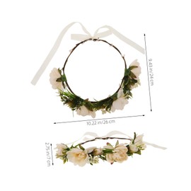 BESPORTBLE Adjustable Floral Crown Headband for Women and Wedding Hair Accessory for Photo Shoots Dress Up and Costume Parties Beige Wreath Floral Headpiece