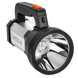 WEILAI Superbright Handheld LED Spotlight Flashlight Powerful Searchlight USB Rechargeable Lantern Waterproof Tactical Torch Portable 6 Light Modes Side Floodlight (Yellow Light)
