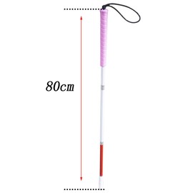 70cm Blinders White Cane Folding Triple Tier Aluminum, Caps (2 Pcs) (Pink Rubber Grip, 70 cm)