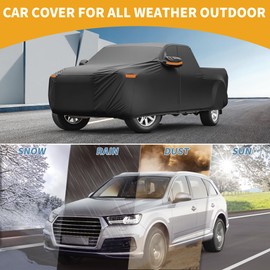 Partuto Car Cover Waterproof All Weather Sun Rain Protection Full Exterior Cover for Honda Ridgeline 190T-PU Black with Left Side Zippers
