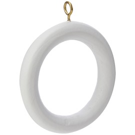 Merriway BH05768 (24 Pcs) Wooden Curtain Drapery Pole Rod Rings with Screw Eye, Inner Diameter 45mm, Outer Diameter 60mm White - Pack of 24 Pieces