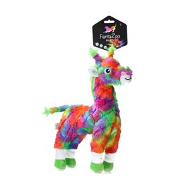 FantaZoo Giraffe - Colourful and Recycled Dog Cuddly Toy - Very Robust, Soft and Durable - Suitable for Medium Dogs - L - 32 x 19 cm