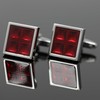MENDEPOT Square Burgundy Checks Cufflinks With Box Red Cuff Links
