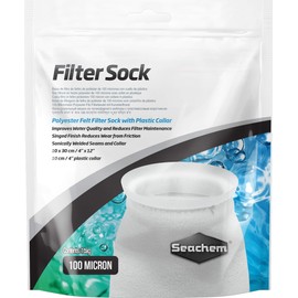 Seachem Laboratories Filter Sock Small, Freshwater or Saltwater Aquarium (100 Micron), 10 x 30 cm/ 4" x 12", White