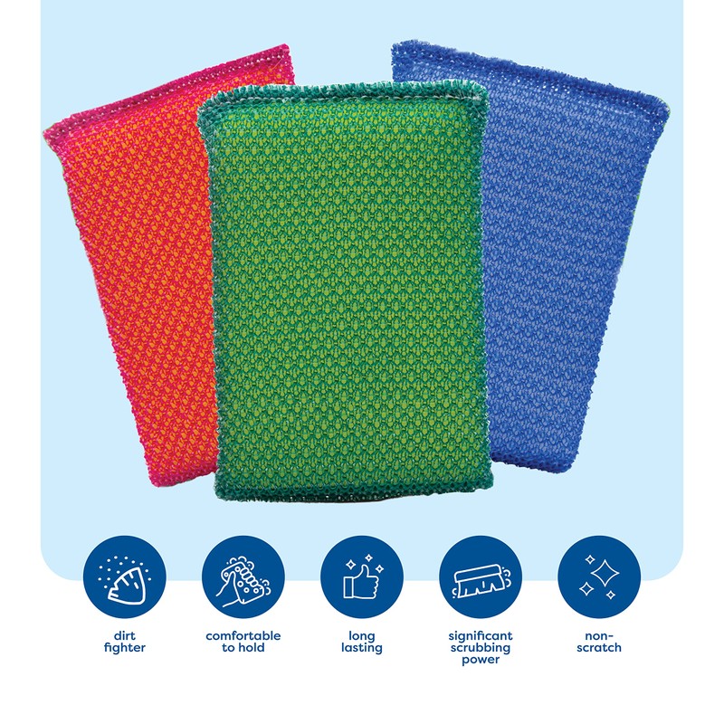 SCRUBIT Multi-Purpose Dish Scrub Sponge, Non Scratch Scouring Pads, Cleaning