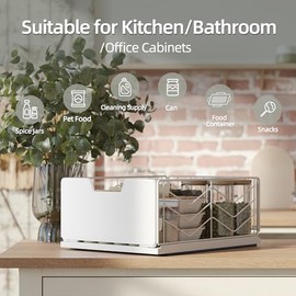NETEL Organizador de Gabinete Extraíble,No Drill con,Organizador de Cajones de Cocina,Cajones Extraibles para Cocina,Adecuado para cocinabaño, etc... 