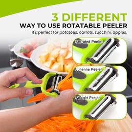 NextG Ideaz 3 In 1 Rotatable Stainless Steel Blade Vegetable Peeler, Vertical Serrated & Straight Peeler For Potato, Carrot, Apple, 3pcs Set, Ergonomic Non-Slip Handle, Sharp Blade, Durable Design