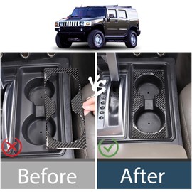 Lcojicep Car Front Seat Central Cup Holder Cup Trim Compatible with Hummer H2 2003-2007 Carbon Fiber Center Console Cup Holder Frame Trim Cover Anti-Scratch Sticker Accessories