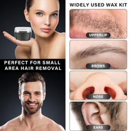 Nose Hair Wax Kit for Women, Ear Hair Waxing Kit for Men with 100g Wax, 45 Sticks, Nose and Ear Wax Kit Men, USB Fast Heat, Wax for Nose Hair Removal, Multi-Accessories, Black