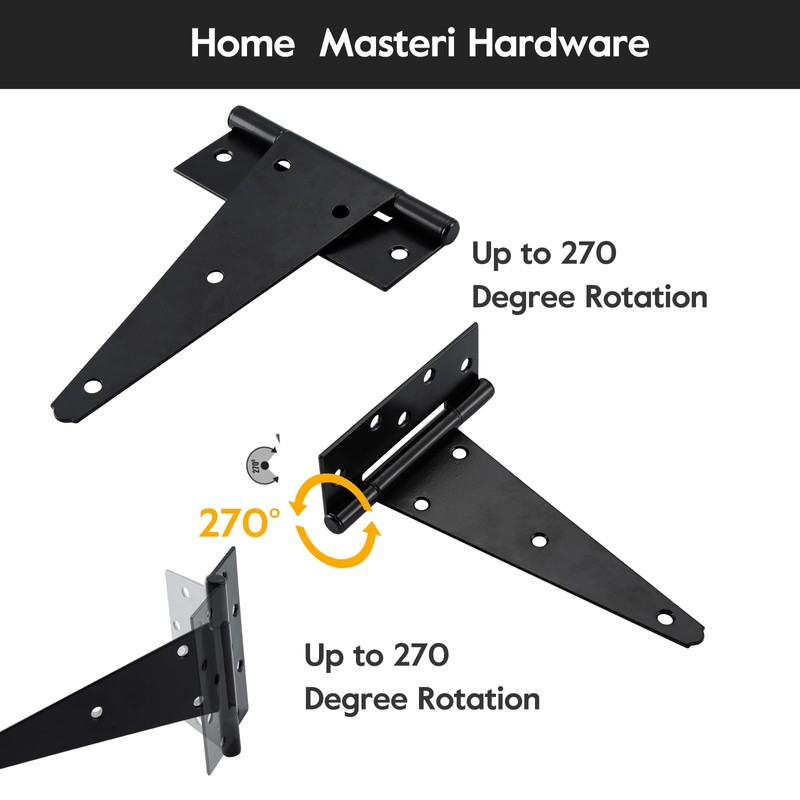HOME MASTER HARDWARE 10 Inch T-Strap Heavy Duty Black Hinges