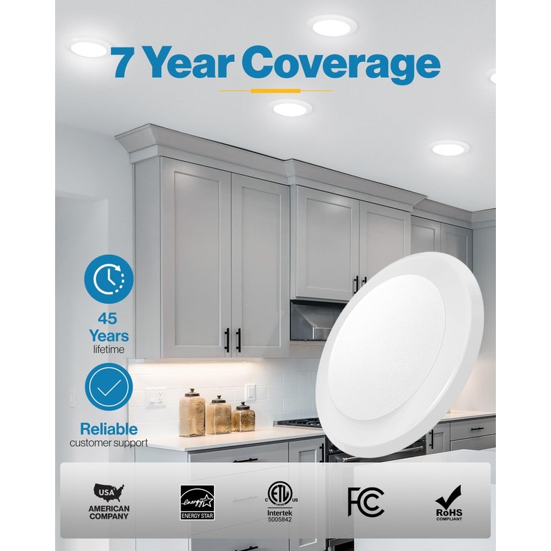 Sunco Lighting 12 Pack 5/6” LED Disk Lights Flush Mount