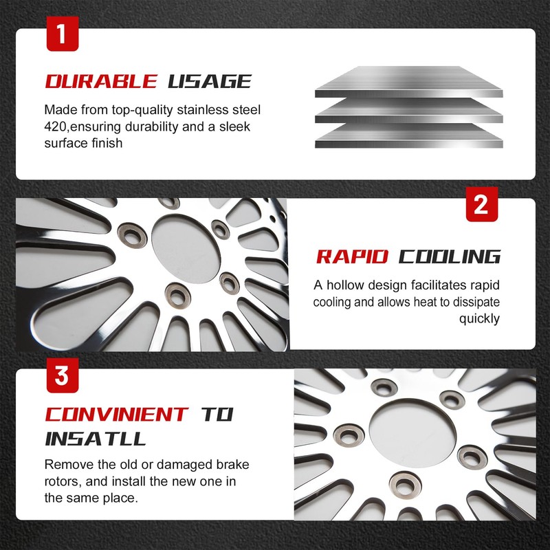 2 * 11.8''Harley front rotors Compatible with Harley Electra Glide/Road