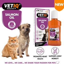 VETIQ® Salmon Oil for Dogs & Cats – Sustainably Sourced Atlantic Salmon Oil – Omega 3, 6 & 9 Food Topper– Support for Skin & Coat, Itchy Skin & Moulting – Joint, Heart & Cognitive Support –515ml