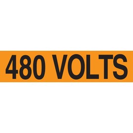 Accuform Signs LELC440 Adhesive Vinyl Conduit Voltage Marker, "480 Volts", 1-1/8" Length x 4-1/2" Width x 0.004" Thickness, Black on Orange (Pack of 4)