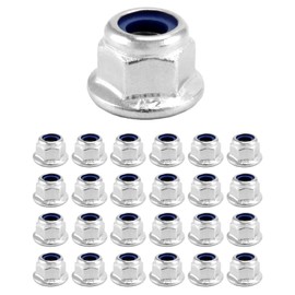 QWORK® 25PCS M6 Lock Nut with Nylon Insert - 304 Stainless Steel - 6mm Serrated Flange Hex Nut Self Locking Nut