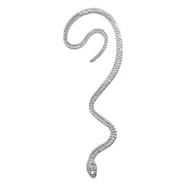 Sttiafay Golden Snake Ear Cuff CZ Cobra Wrap Earrings Clip On Ear Not Pierced Hypoallergenic Earrings Personality Crawler Earrings Jewellery for Women Teenager Girls, Silver