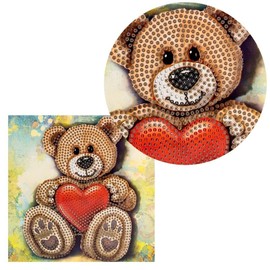 Ideen mit Herz Diamond Painting Greeting Card | 16 x 16 cm | 370 gsm | Includes Envelope & Tools (Teddy Bear with Heart)