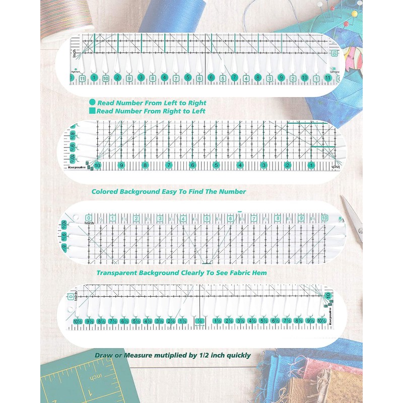 Quilting Ruler for Precise Fabric Cutting 11.5" x 10.5" Quilt
