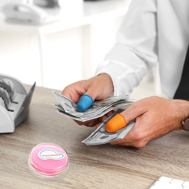10 Pieces Rubber Fingers with 1/2 Oz Fingertip Moistener, Non-Slip