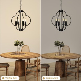 4-Light Black Chandelier Light Fixture 16.5'' Farmhouse Chandelier for Entryway, Dining Room, Hanging Foyer Lighting Fixtures, Modern Chandelier for Bedroom, Living Room, Kitchen, Hallway
