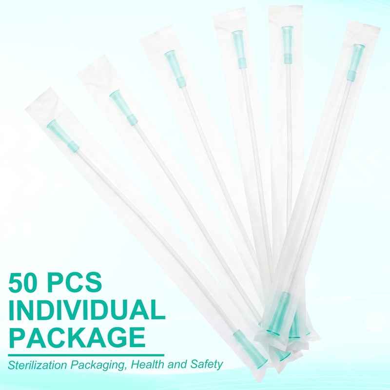50 Pieces Replacement Catheter Tubes Women Men, PVC Flexible, 20fr