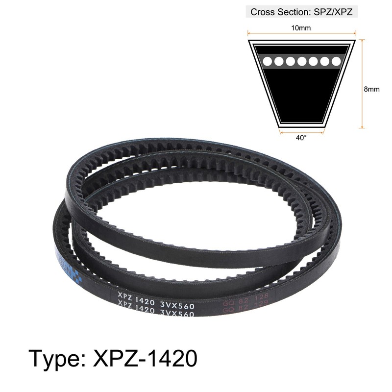 sourcing map XPZ1420/3VX560 Drive Belt 1420 mm Pitch Length Rubber