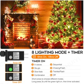 FairyGlim FairyGlim 100 LED Christmas String Lights, 33 FT Connectable Waterproof String Lights Green Wire with Timer Memory Function & 8 Modes, for Indoor Outdoor Xmas Trees Party Garden, WarmWhite