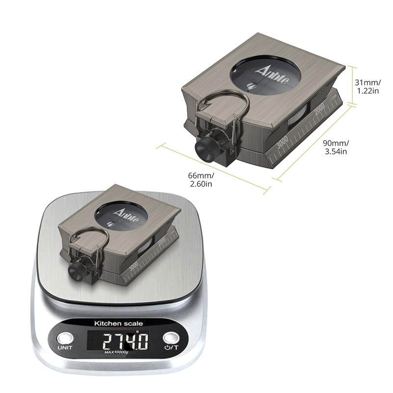 Anbte Hiking Compass, IP65 Waterproof Metal Compass with Sighting Clinometer,