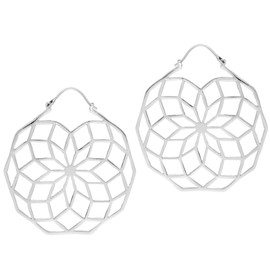 81stgeneration Women's .925 Sterling Silver Large Flower of Life Sacred Geometry Dangle Earrings
