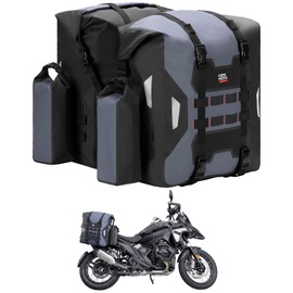 KEMIMOTO PVC Waterproof Motorcycle Saddlebags with Bottle Holders 52L(26L*2) Adventure Sport Bike Luggage Bag Saddle Bags Side Bags for Motorbike Travel Detachable Motorcycle Bag