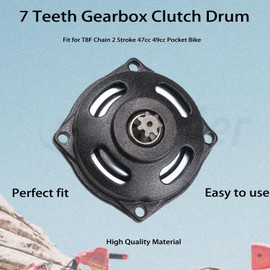 Amavoler Motorcycle 7 Teeth Gearbox Clutch Drum Aftermarket Replacement Parts Fit for T8F Chain 2 Stroke 47cc 49cc Pocket Bike.