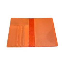 Leather Passport Book Cover with Card Slots, Travel Wallet Cover Case, 9 Colors (Orange)