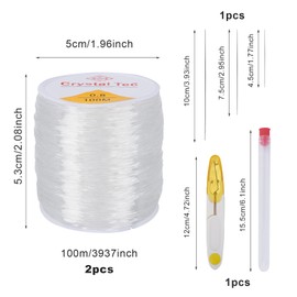 KINDPMA 2 Spools Transparent Jewellery Thread 0.8 mm x 100 m Elastic Band for Bracelets Nylon Cord Elastic Band Bead Thread Nylon Band Bead Band for Jewellery Making Pearl Necklace Crafts