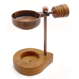 Farbenwald Adjustable Height Incense Burner for Smoking Resins, Woods and Leaves with Extra Sieve (Copper with Wooden Base)
