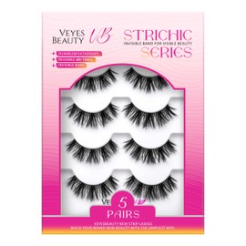 VEYESBEAUTY False Eyelashes Wispy Lashes Lightweight Natural Look Fluffy 3D Layered Volume Faux Mink Thin & Invisible Band BoldBloom Lashes, Comfortable and Reusable, 5 Pairs