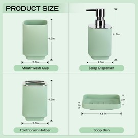 4 Piece Bathroom Accessories Set, Boho Bathroom Decor, Bathroom Sets Complete, Soap Dispenser, Toothbrush Holder, Mousewash Cup and Soap Dish, Bathroom Sink Set for Modern Home Décor